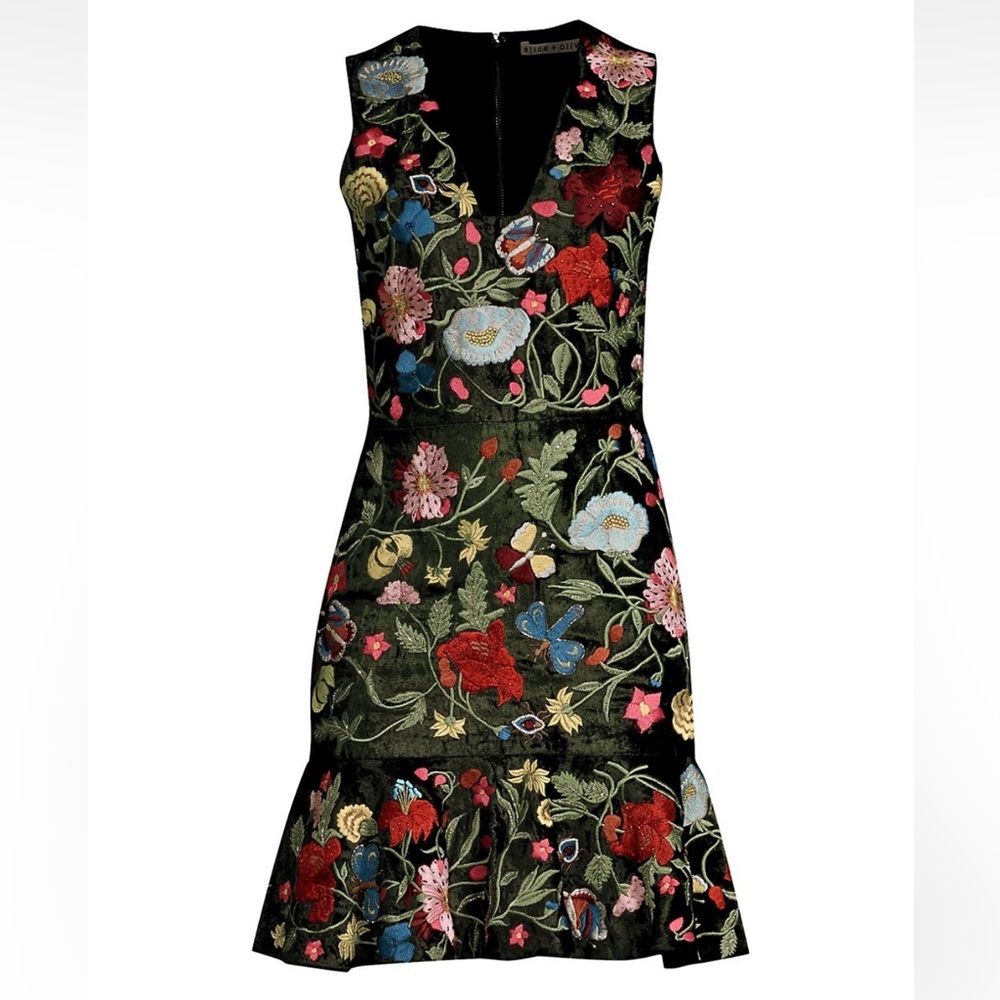 Alice and Olivia Peyton Embellished fit and flare dress